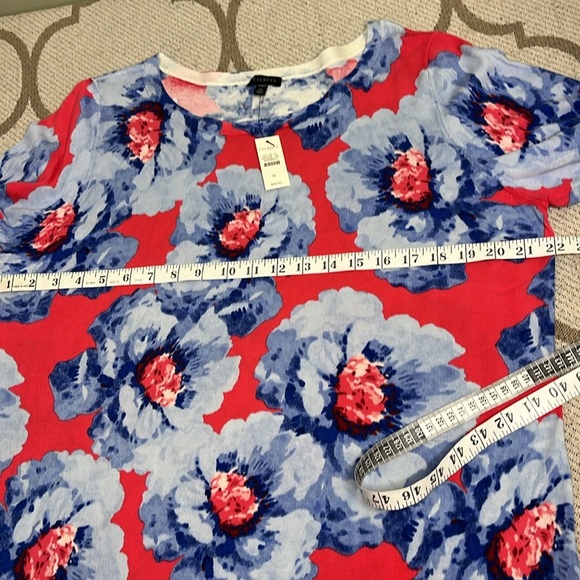 NWT Talbots Womens Sweater Floral Short Sleeve Scoop Neck Cotton Blend Size XL - Picture 8 of 11